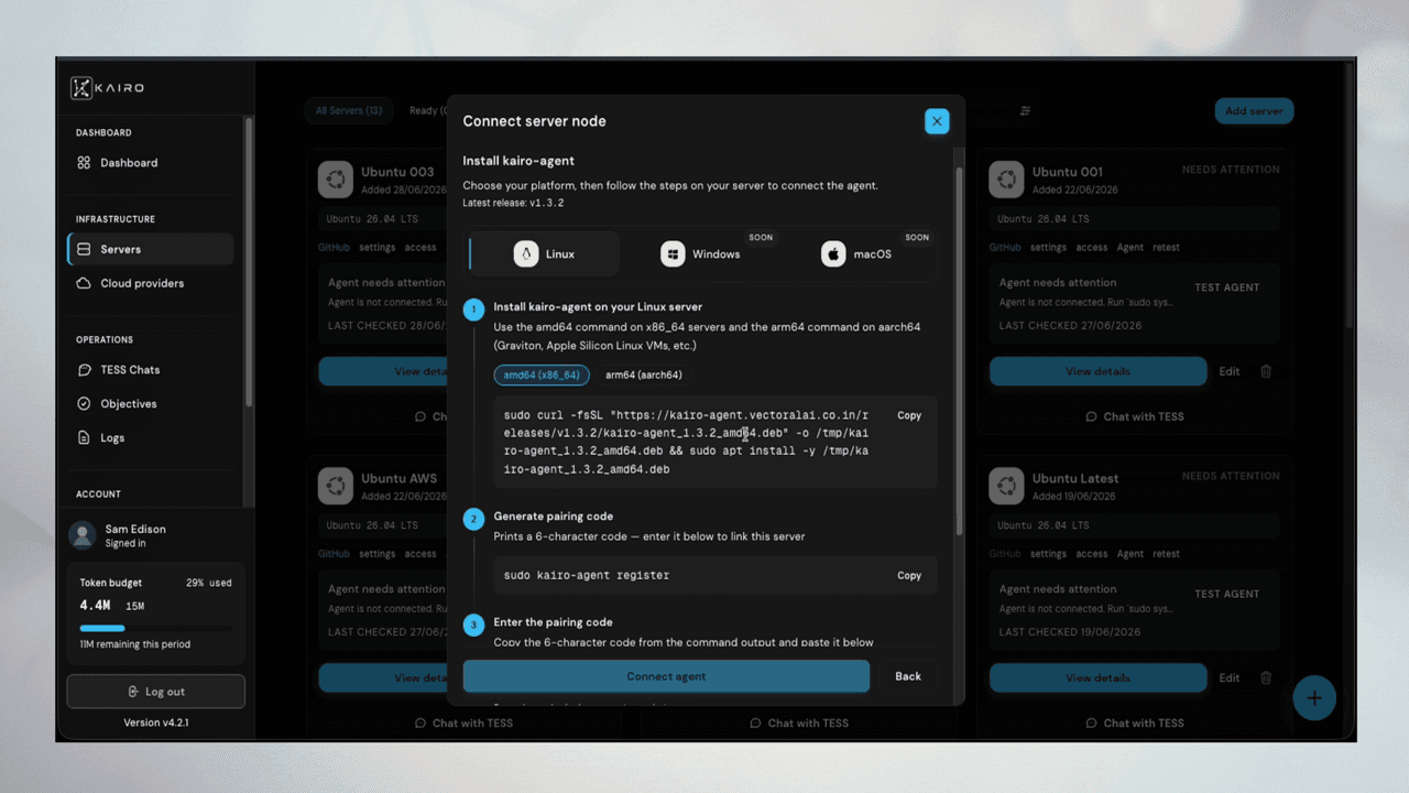 SSH server form fields