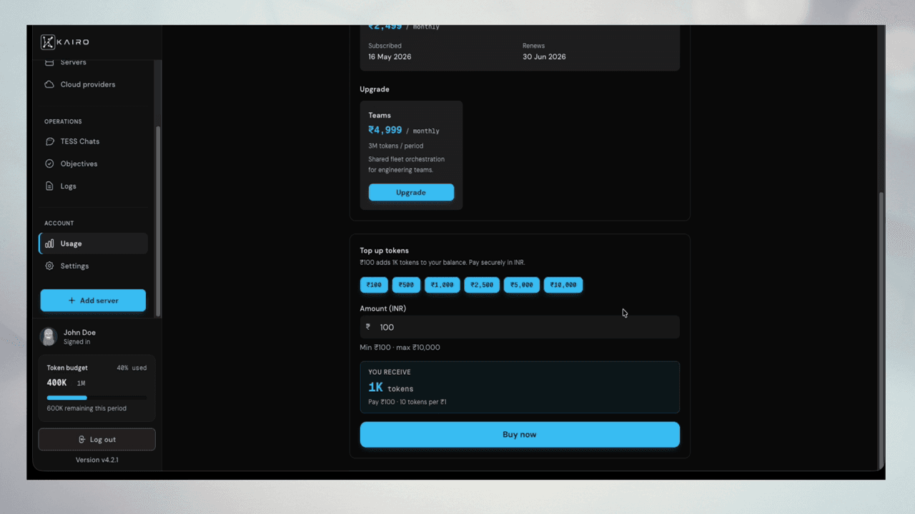 Account settings tab